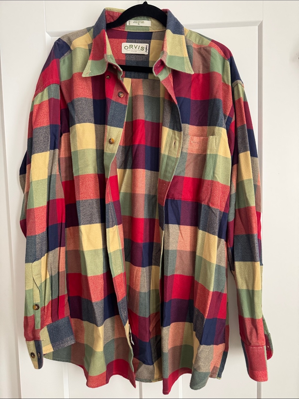 Orvis Multicolor Plaid Flannel Shirt Jacket - Red, Green, Navy, Yellow, Tan